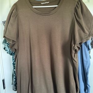 Women's Olive Green Puff Sleeve Top